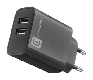 Cellularline USB-A lader 220V m/2 porter 12W + 12W