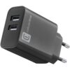 Cellularline USB-A lader 220V m/2 porter 12W + 12W
